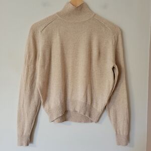 Aritzia Babaton Women's Tan Knit Wool Cashmere Mockneck Turtleneck Sweater XS